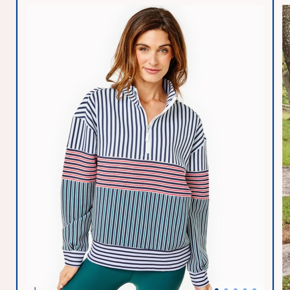 Addison Bay Striped Pullover - Navy, Red, Green
